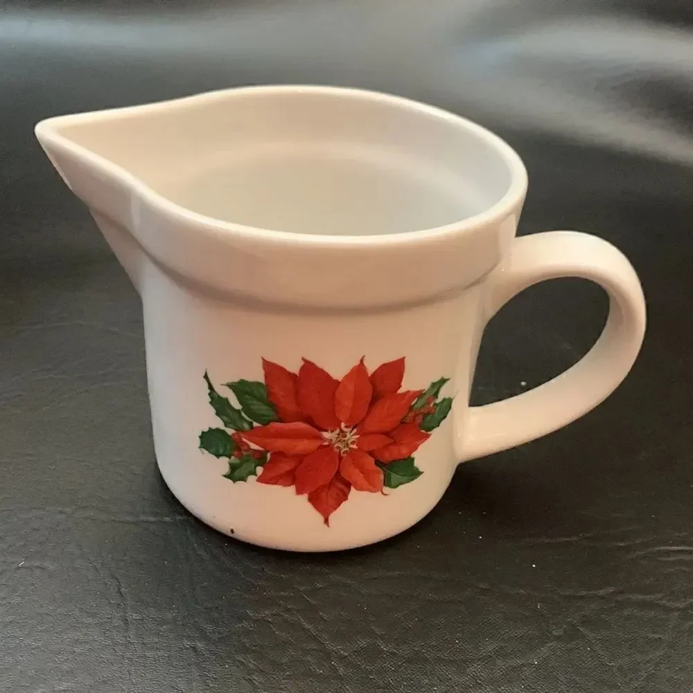 Hallmark Poinsettia Sugar Bowl Lid Creamer 3 Piece Micro Dishwasher Christmas